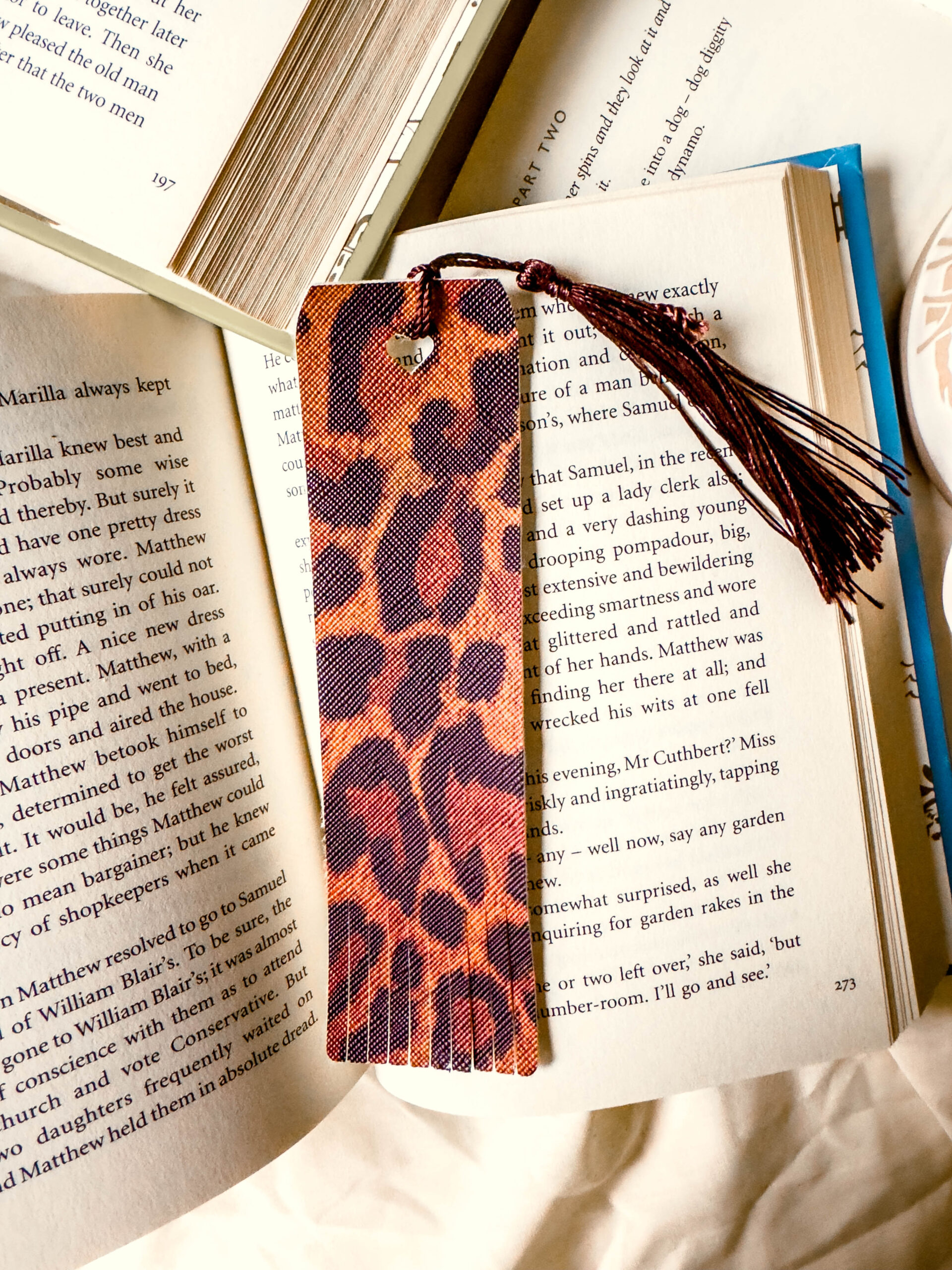 Leopard Bookmark  ver 2 | Faux Leather Bookmark with Heart Tassel Loop