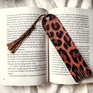 Leopard Bookmark | Faux Leather Bookmark with Heart Tassel Loop
