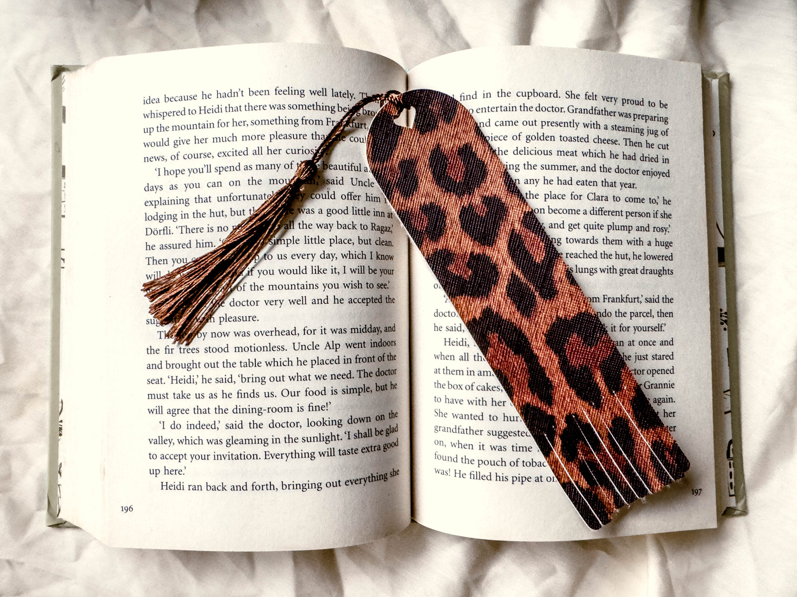 Leopard Bookmark | Faux Leather Bookmark with Heart Tassel Loop