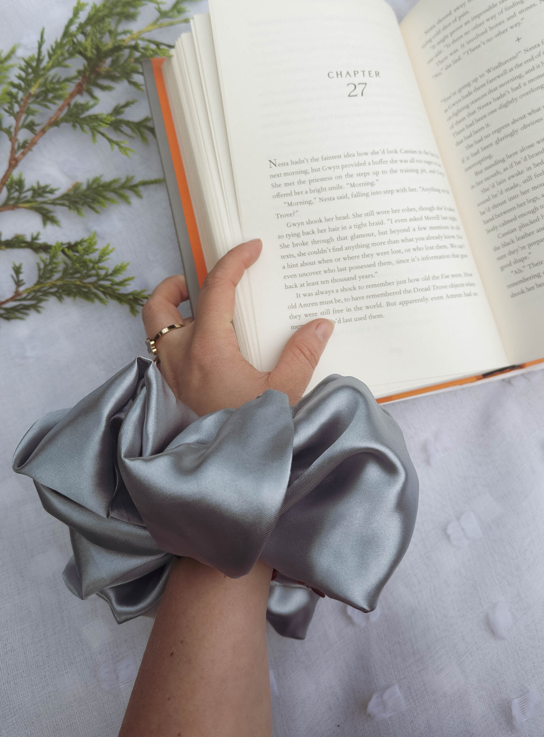 Silverwing Scrunchie – Mega XL Size | Silver Satin Hair Scrunchie